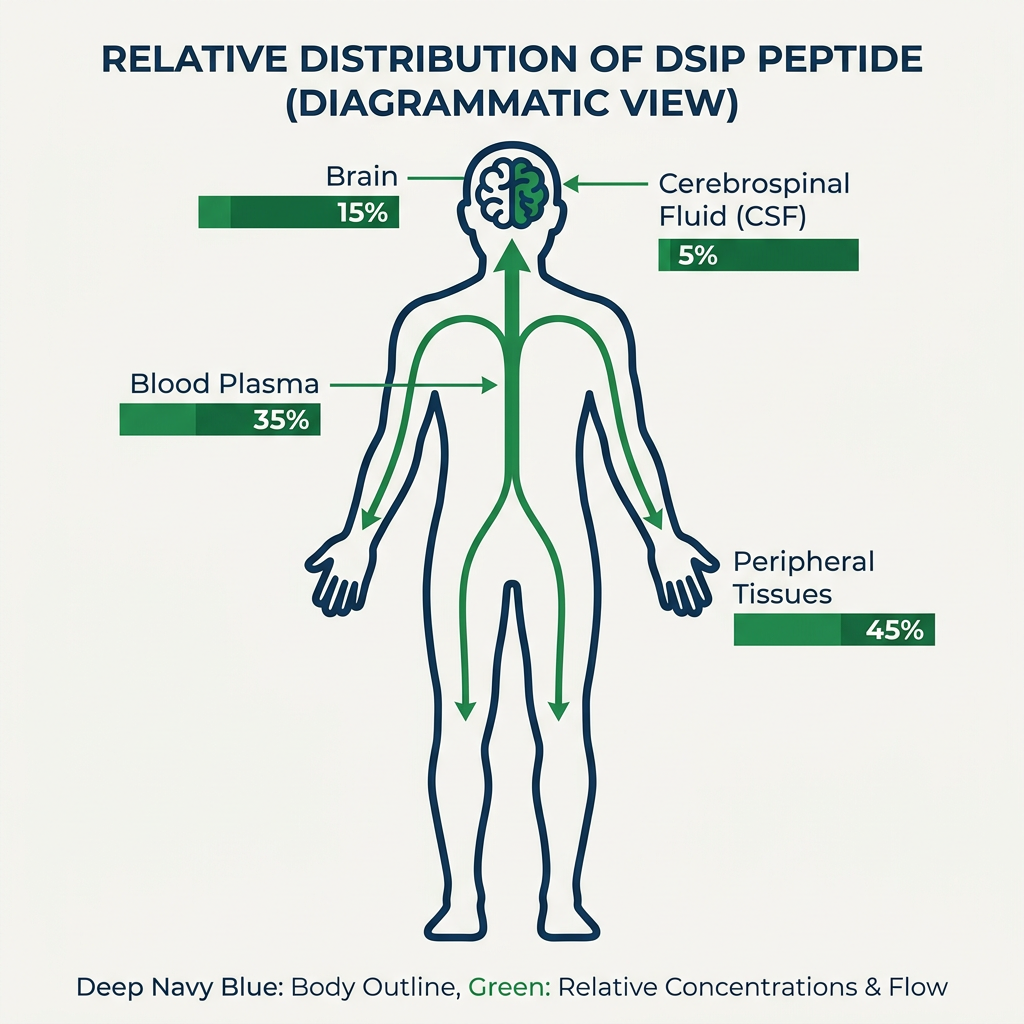 Distribution of dsip peptide in biological compartments diagram