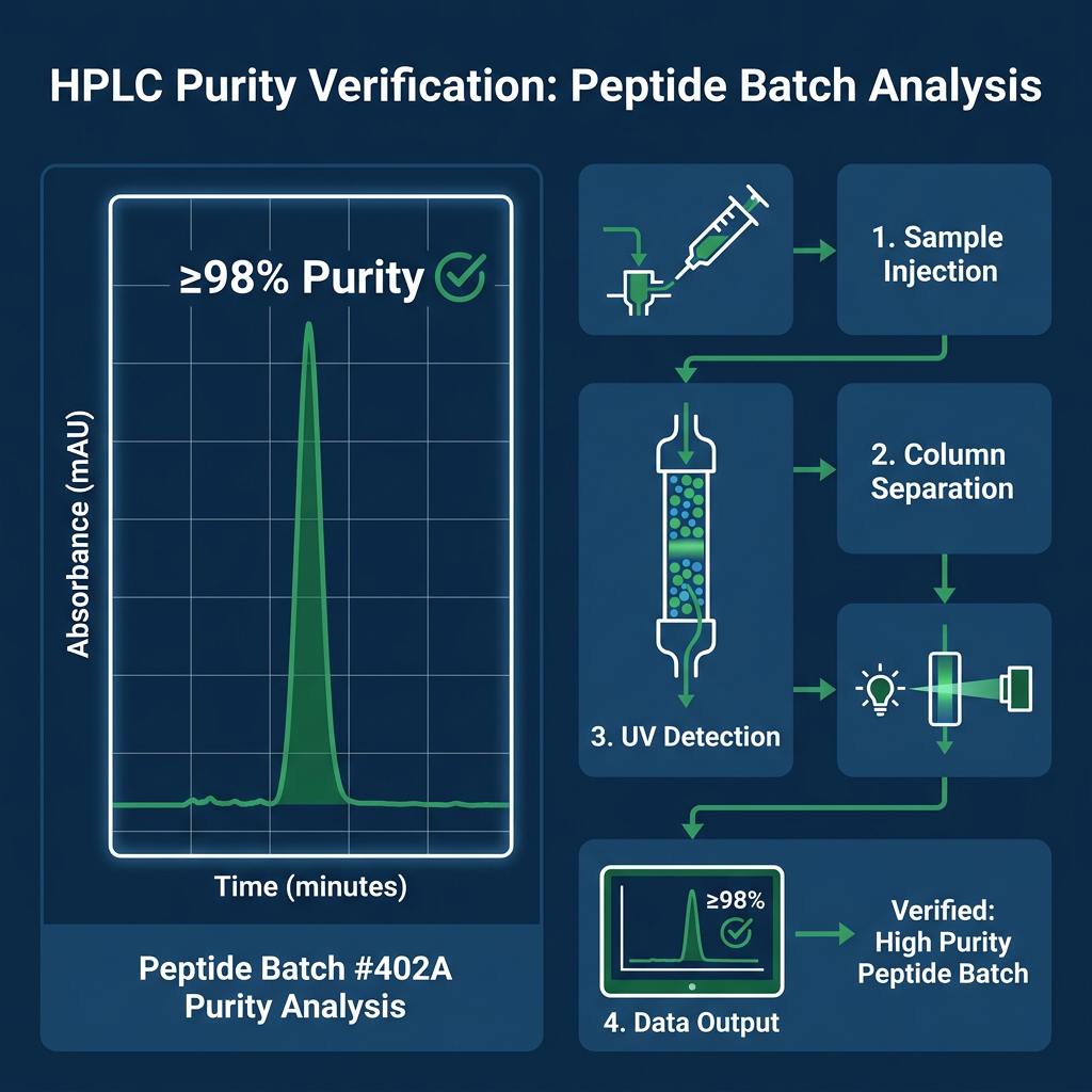 HPLC chromatogram and purity verification workflow infographic