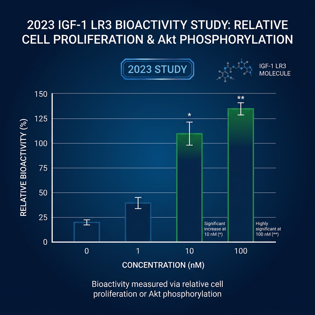 2023 IGF-1 LR3 bioactivity data chart with molecular structure