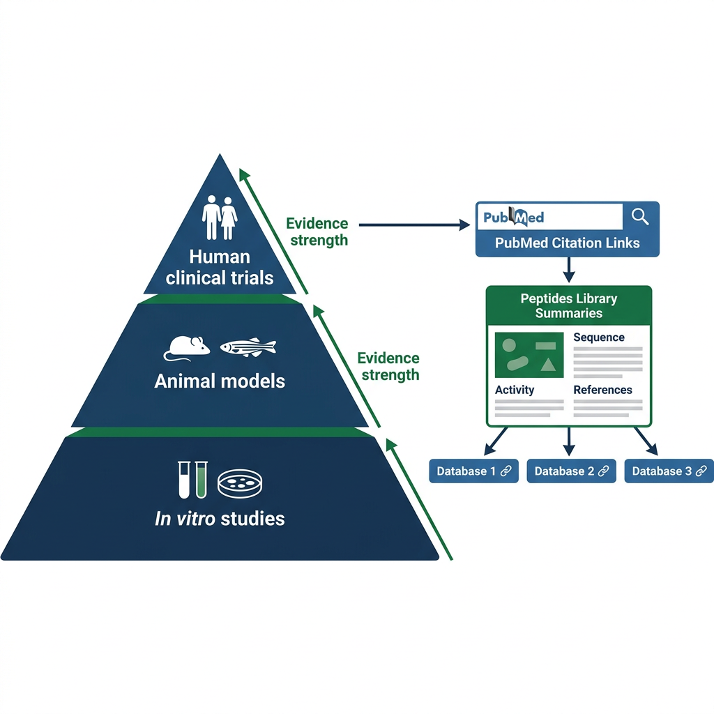 Evidence hierarchy pyramid and citation flow for immune peptide research