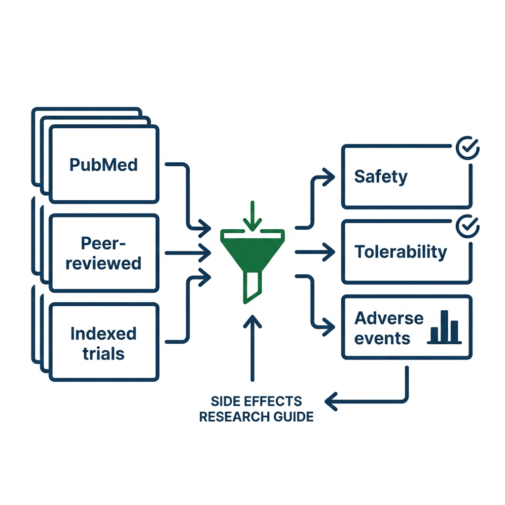Flowchart showing how Selank safety claims are linked to PubMed-indexed study evidence.