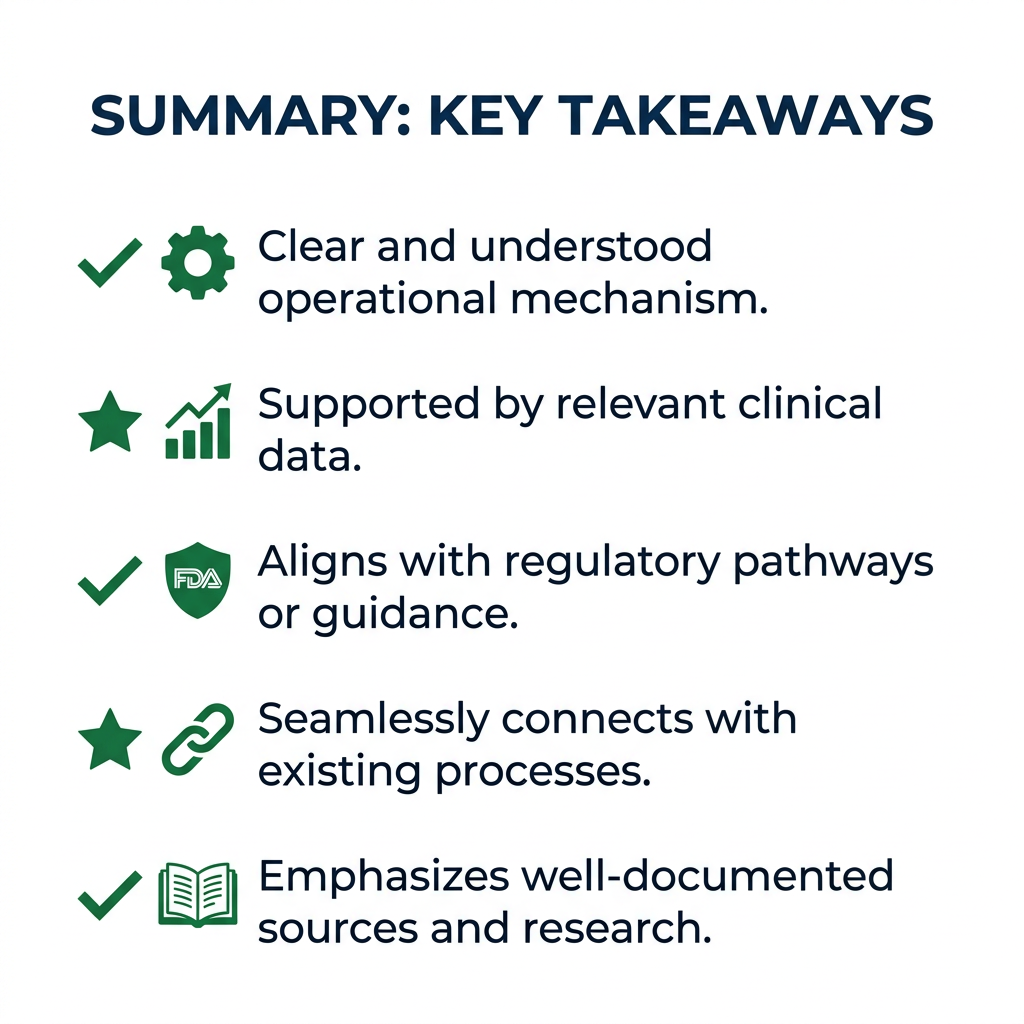 Key takeaways infographic with icons summarizing peptides library thymosin alpha research hub benefits